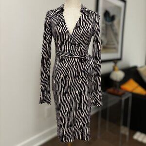 Diane von Furstenberg Silk Wrap Dress Zebra Print US 8